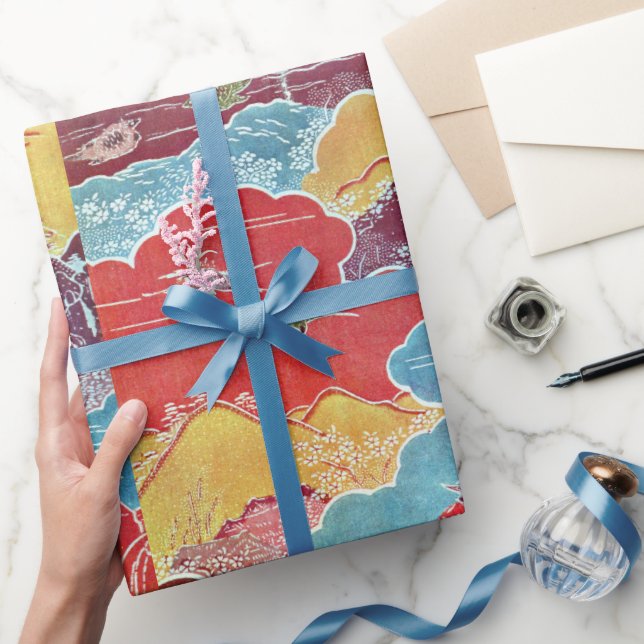 Papel De Regalo Patrón de cosecha Bingata: Grúa y tortuga (Regalar)