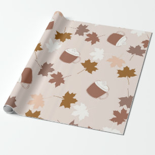 Papel De Regalo Patrón de cosecha de café latte de arce marrón