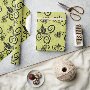 Papel De Regalo Patrón de cosecha floral suave amarillo