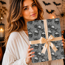 Papel De Regalo Patrón de cráneo de tierra agrietada gris gótico