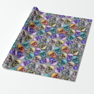 Papel De Regalo Patrón de cráneo gótico de Halloween 