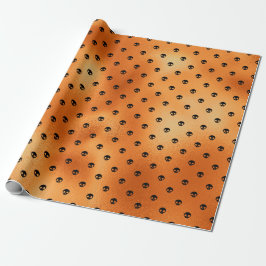 Papel De Regalo Patrón de cráneo negro y cobre aterrador