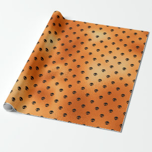 Papel De Regalo Patrón de cráneo negro y cobre aterrador