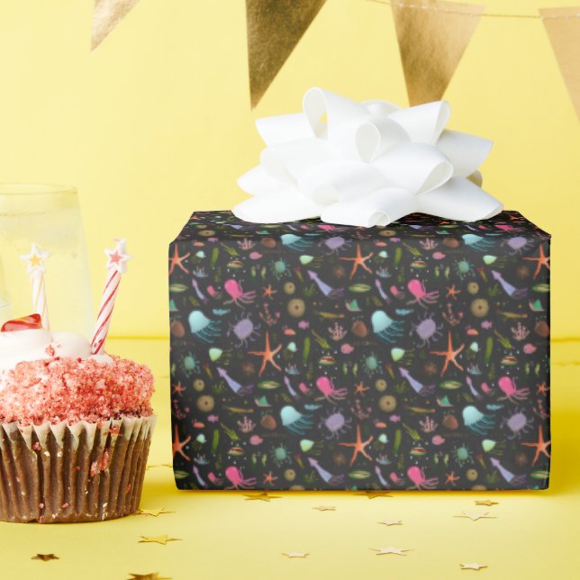 Papel De Regalo Patrón de criaturas marinas (Fiesta de cumpleaños )