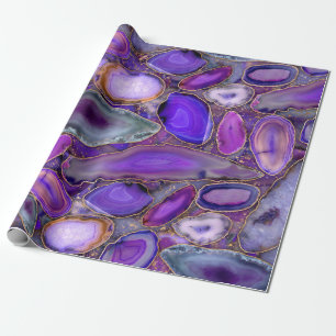 Papel De Regalo Patrón de cristal geográfico - Púrpura y violeta
