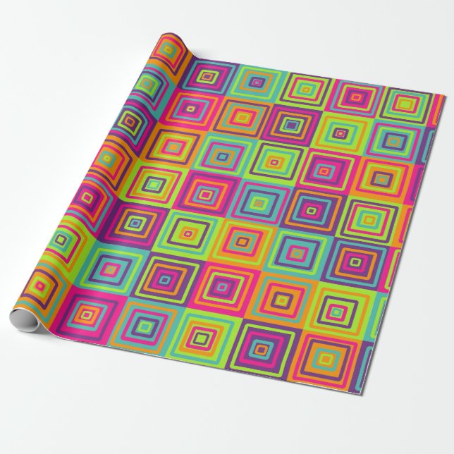 Papel De Regalo Patrón de cuadrados (Desenrollado)