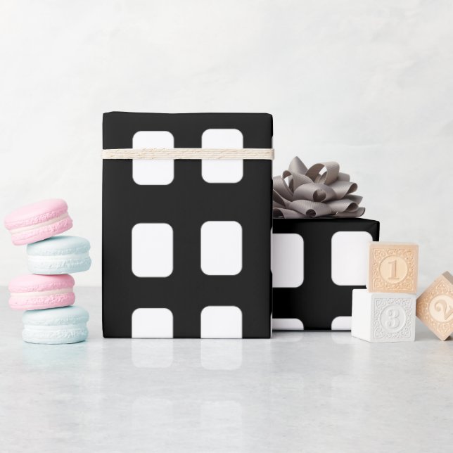 Papel De Regalo Patrón de cuadrados blancos y negros (Baby Shower)