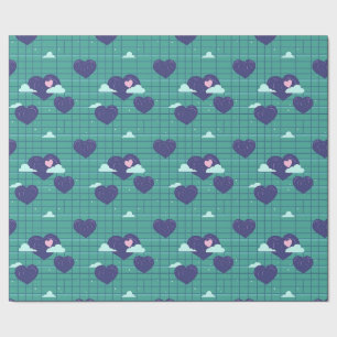 Papel De Regalo Patrón de cuadrados de cuadrícula retro de nubes d
