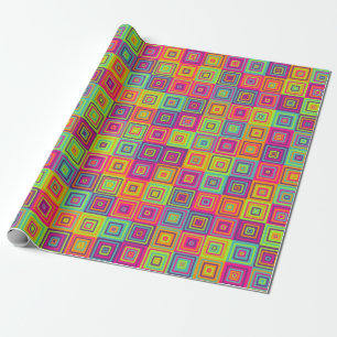 Papel De Regalo Patrón de Cuadrados Geométricos Coloridos