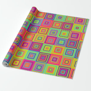 Papel De Regalo Patrón de cuadrados geométricos coloridos
