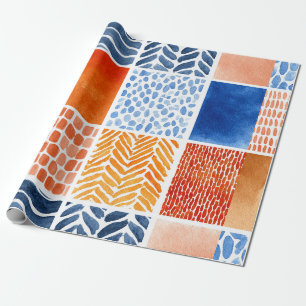 Papel De Regalo Patrón de cuadrícula de color de agua vibrante en