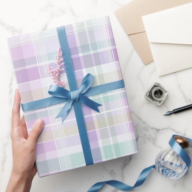 Papel De Regalo Patrón de Cuadro Blanco de Cuadrícula Suave de Men (Regalar)