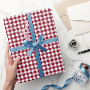 Papel De Regalo Patrón de Cuadro de Gingham Rojo Clásico