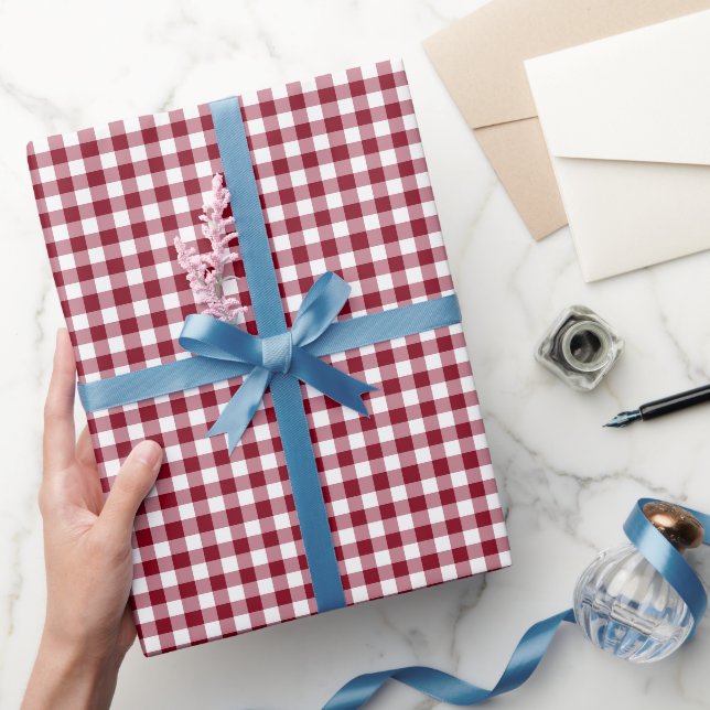 Papel De Regalo Patrón de Cuadro de Gingham Rojo Clásico (Regalar)
