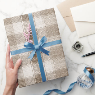 Papel De Regalo Patrón de Cuadro de Lino de Ventana Crema Beige Su