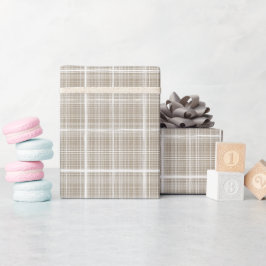 Papel De Regalo Patrón de Cuadro de Lino Ventana Neutro Crema Beig