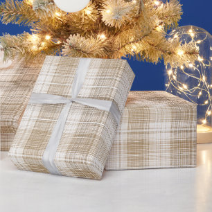 Papel De Regalo Patrón de Cuadro de Lino Ventana Neutro Crema Beig