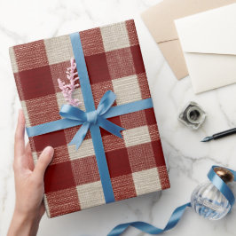 Papel De Regalo Patrón de Cuadro de Madera de Granero Rojo Blanco 