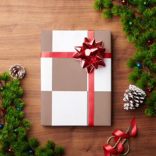 Papel De Regalo Patrón de Cuadro en Mousse Blanco y Mocha