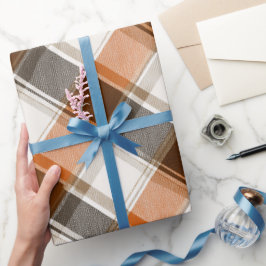 Papel De Regalo Patrón de Cuadro Escarlata Marrón Crema Otoño