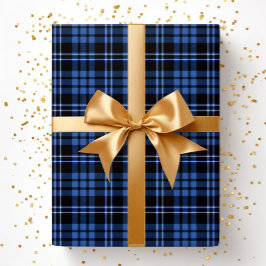 Papel De Regalo Patrón de Cuadro Escocés Azul Moderno