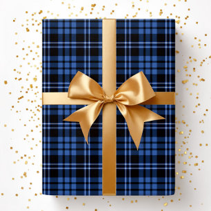 Papel De Regalo Patrón de Cuadro Escocés Azul Moderno