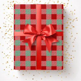 Papel De Regalo Patrón de Cuadro Escocés Búfalo Rojo Verde de Navi