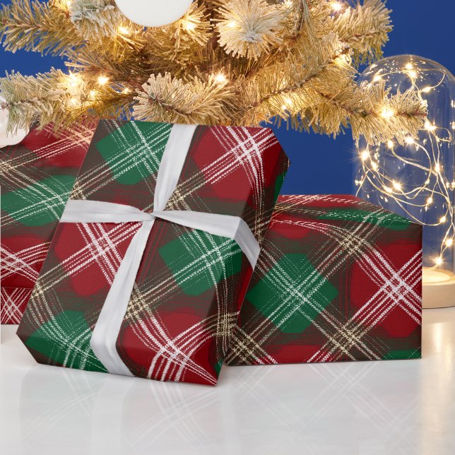 Papel De Regalo Patrón de Cuadro Escocés Clásico Rojo Verde de Vac (Vacaciones)