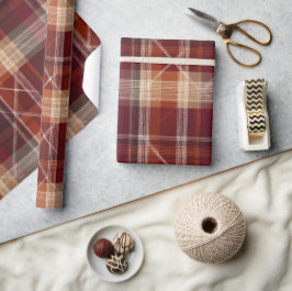 Papel De Regalo Patrón de Cuadro Escocés de Arcilla de Otoño Marró