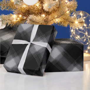 Papel De Regalo Patrón de Cuadro Escocés de Humo Urbano Gris Negro
