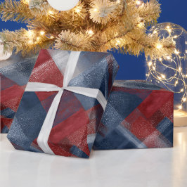 Papel De Regalo Patrón de Cuadro Escocés Invernal Rojo Marino Acog