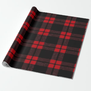Papel De Regalo Patrón de Cuadro Escocés Rojo y Negro – Clásico Ac