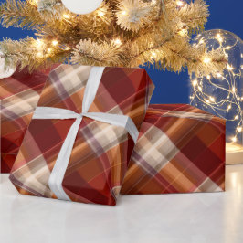 Papel De Regalo Patrón de Cuadro Escocés Tierra Cosecha Naranja Ro