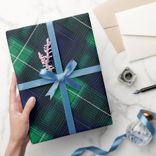 Papel De Regalo Patrón de Cuadro Escocés Verde Marino Bosque Profu
