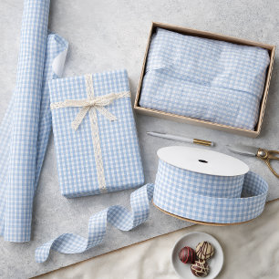 Papel De Regalo Patrón de Cuadro Gingham Azul Aéreo Mini
