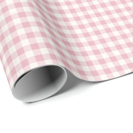 Papel De Regalo Patrón de Cuadro Gingham Rosa y Crema