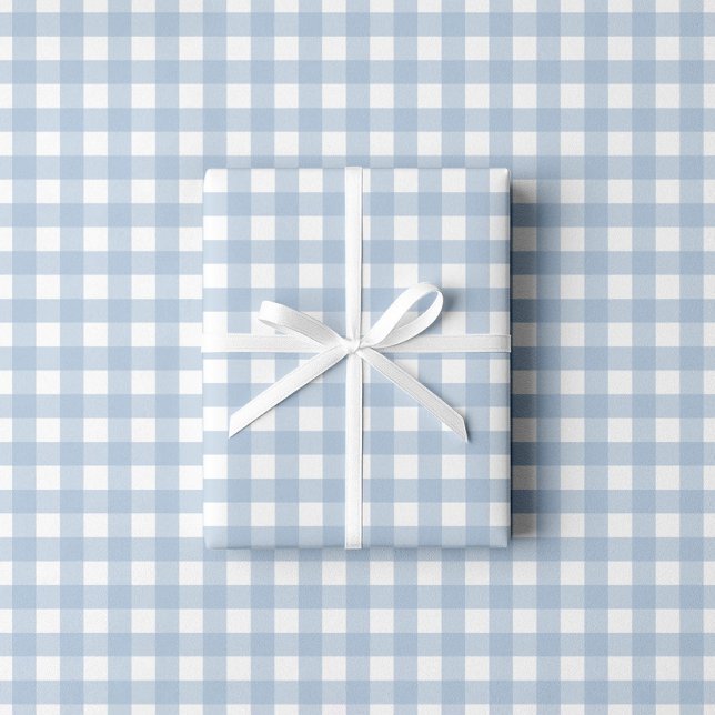 Papel De Regalo Patrón de cuadros azul bebé (Baby Blue Gingham Pattern Wrapping Paper)