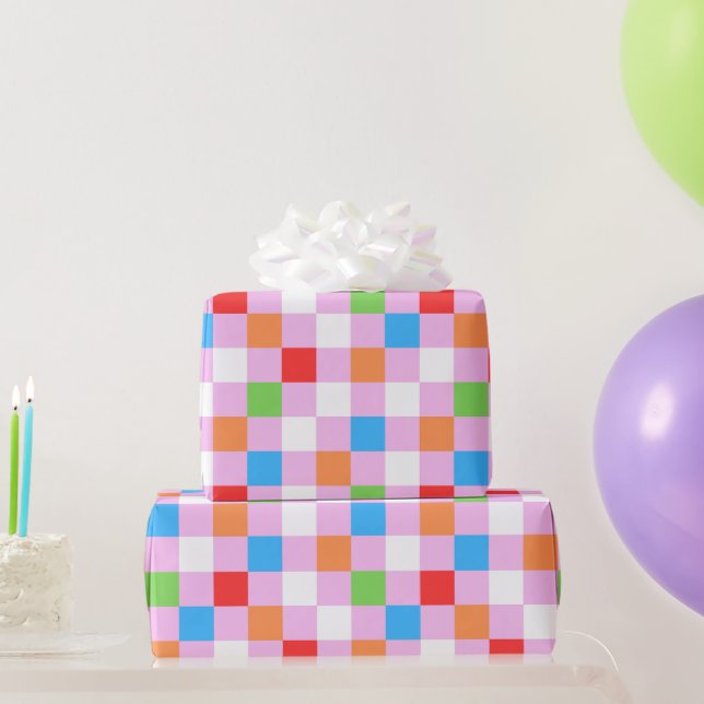 Papel De Regalo Patrón de cuadros coloridos (Regalos de fiesta)