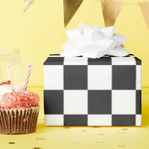 Papel De Regalo Patrón de cuadros de ajedrez en blanco y negro