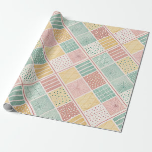 Papel De Regalo Patrón de Cuadros de Lunares Geométricos de Menta 