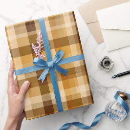 Papel De Regalo Patrón de cuadros de miel de otoño en amarillo mar