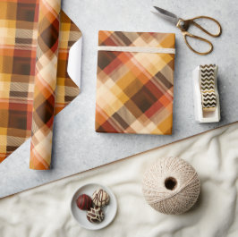 Papel De Regalo Patrón de cuadros de miel de otoño marrón amarillo