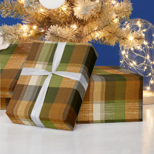 Papel De Regalo Patrón de Cuadros de Musgo Verde Marrón Bosque
