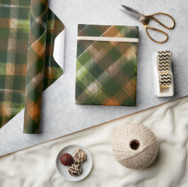 Papel De Regalo Patrón de cuadros de musgo verde marrón del bosque