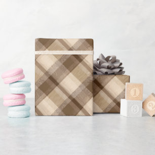 Papel De Regalo Patrón de cuadros de roble y cabaña de color marró