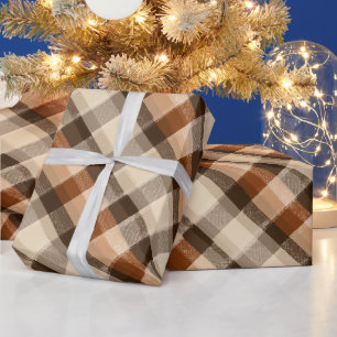 Papel De Regalo Patrón de cuadros de roble y cabaña de marrón beig