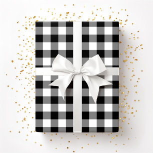 Papel De Regalo Patrón de cuadros en blanco y negro de casa de cam