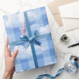 Papel De Regalo Patrón de cuadros escoceses de nubes gingham blanc