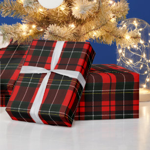 Papel De Regalo Patrón de cuadros escoceses Modern Wallace rojo