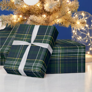 Papel De Regalo Patrón de cuadros escoceses verde bosque y azul ma